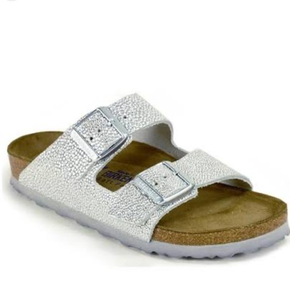 Birkenstock Limited Edition Arizona SF Sandal iridescent, Silver Pebbles Sz 39 - Picture 1 of 14